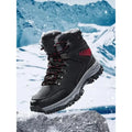 Black High-Top Lace-Up Boots with Fleece Collar