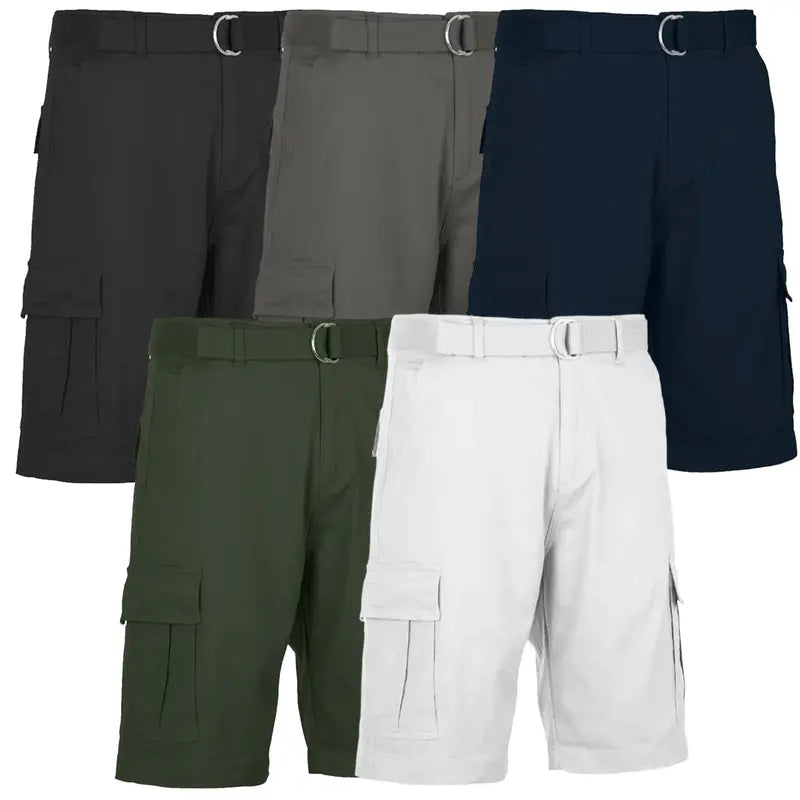 Five-Pack Belted Cargo Shorts in Assorted Colours