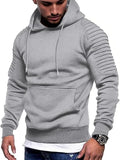 Light Gray Pullover Hoodie With Pleated Sleeves
