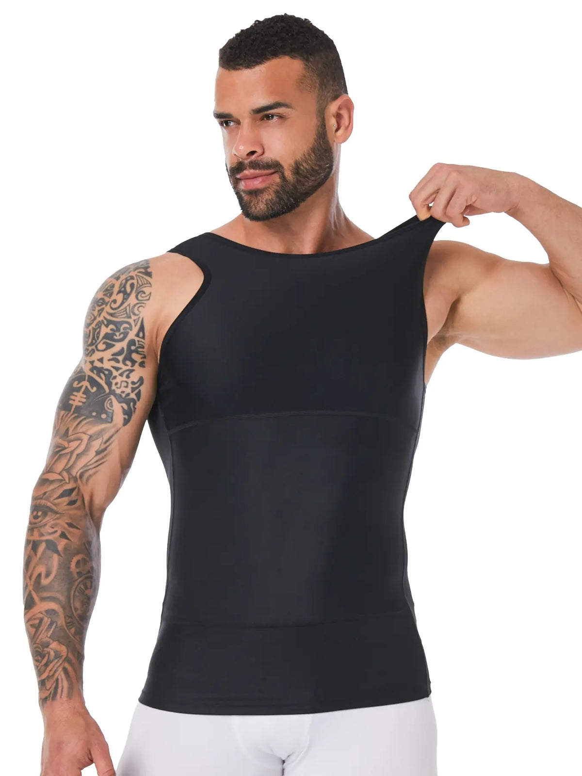 Black Sleeveless Compression Tank for Men