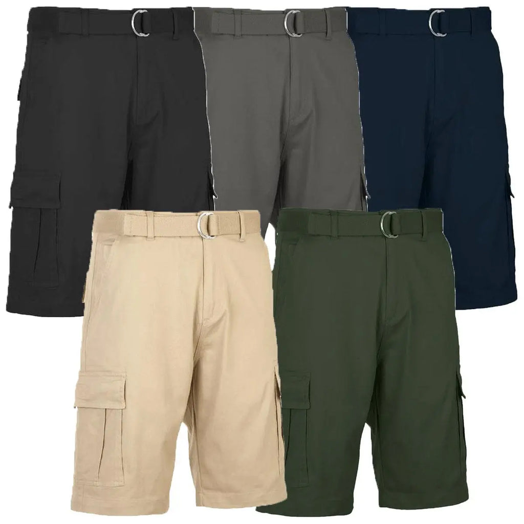 Five-Pack Belted Cargo Shorts in Assorted Colours