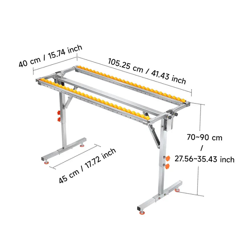 Adjustable Steel Roller Stand With Yellow Wheels