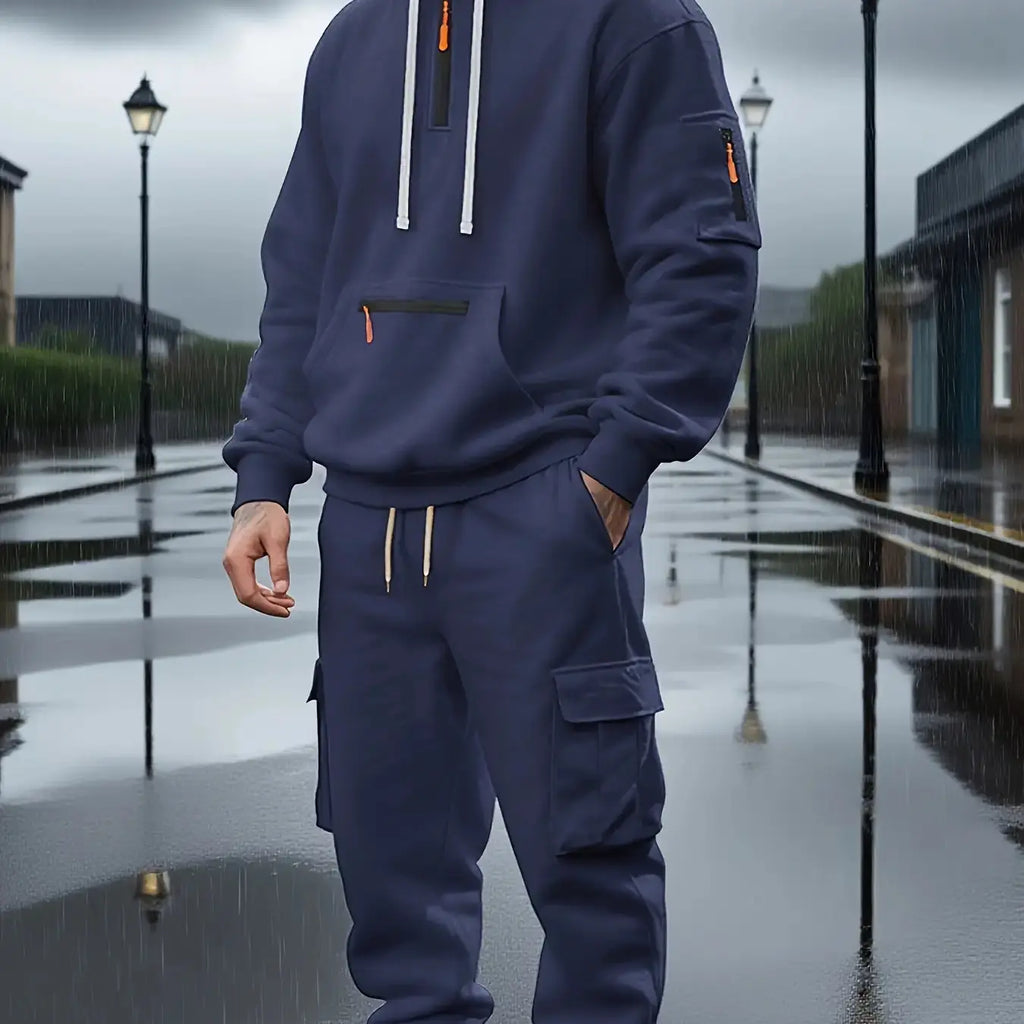 Gray Fleece Hoodie and Cargo Jogger Set