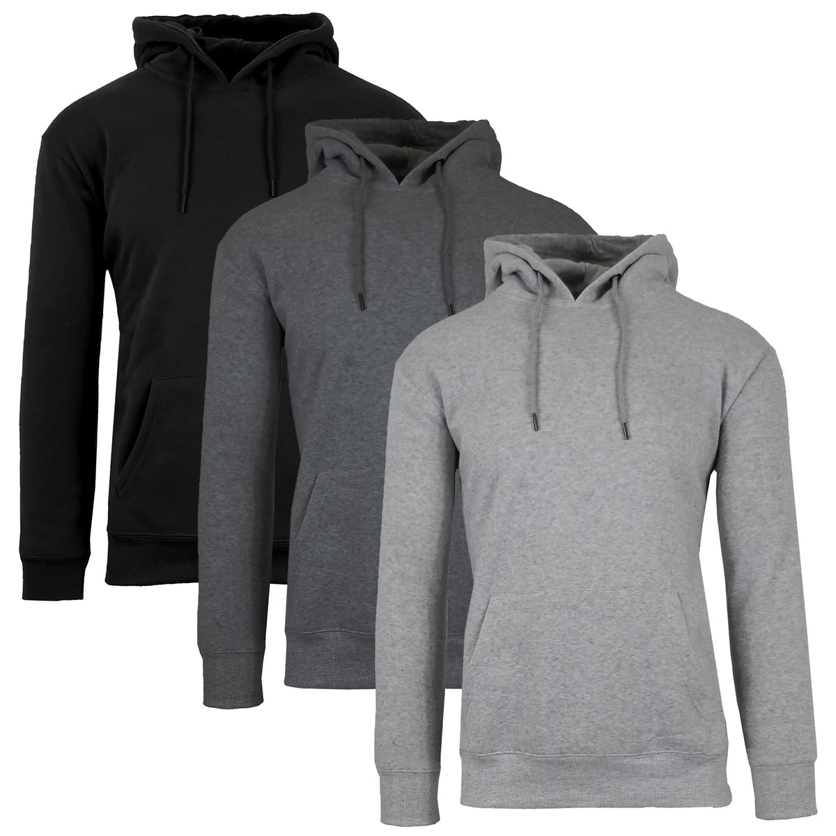 Three-Pack Pullover Hoodies in Black and Grey