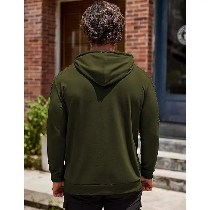 Light Gray Pullover Hoodie With Pleated Sleeves