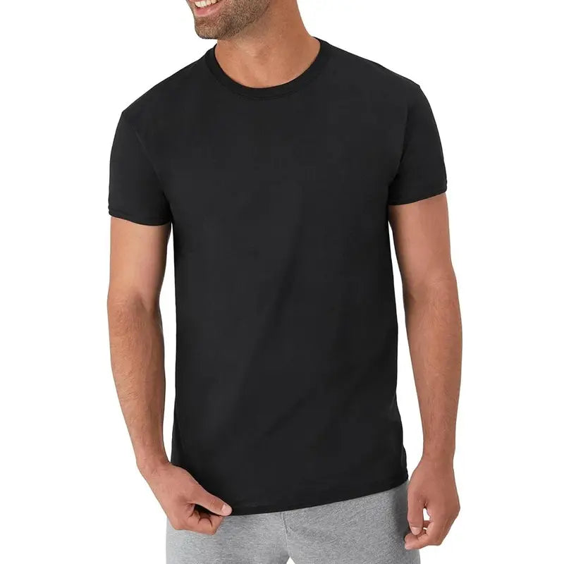 Black Short Sleeve Crew Neck T-Shirts, Ten Pack