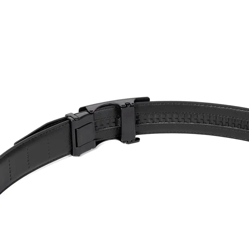 Black Leather Belt with Slide Buckle