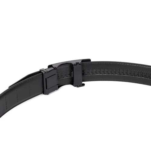Black Leather Belt with Slide Buckle