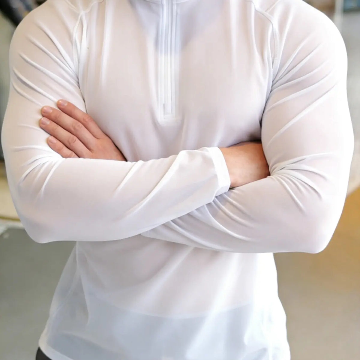 Black Quarter Zip Long Sleeve Top