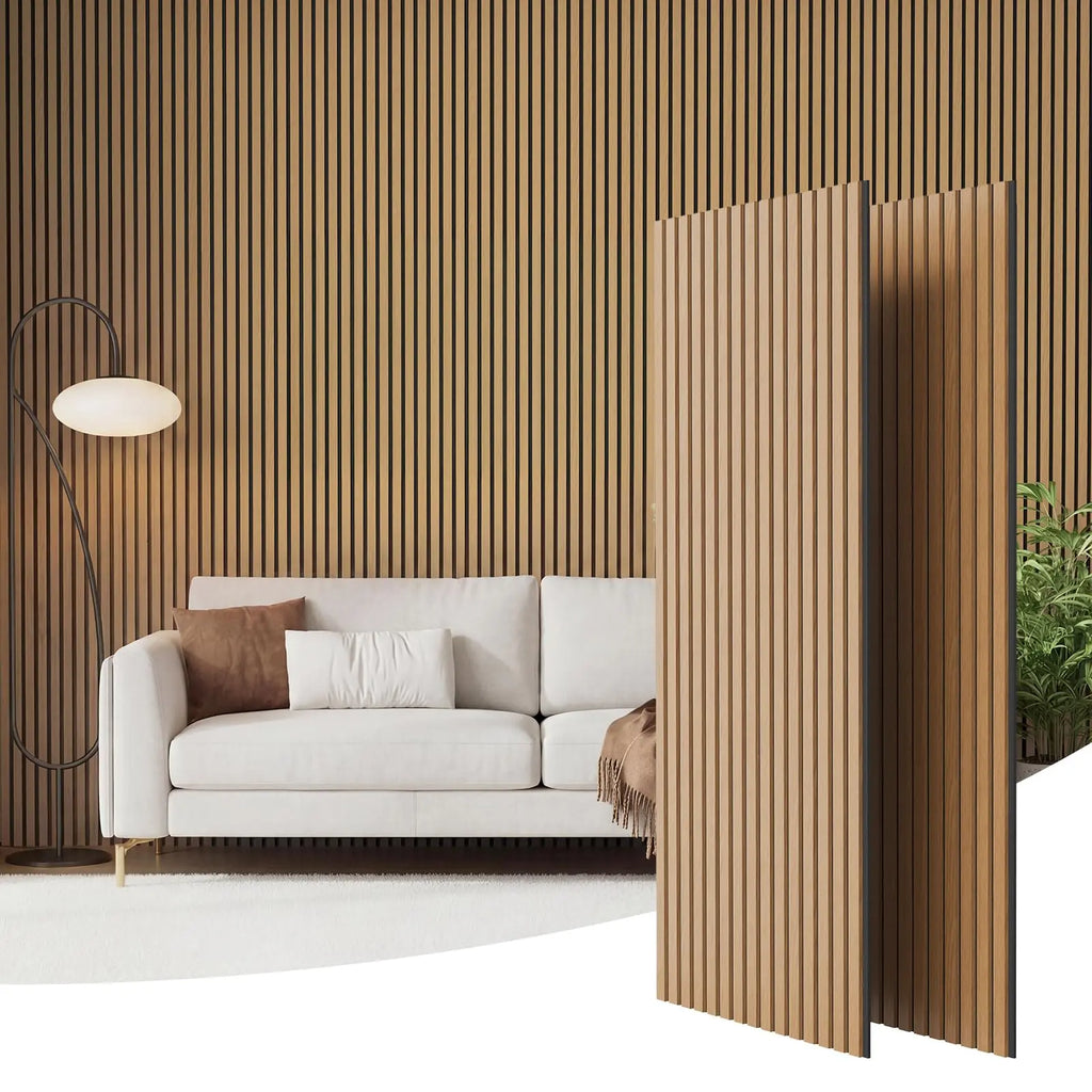 Wood Slat Acoustic Wall Panels in Warm Oak