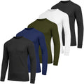 Five-Pack Waffle-Knit Long-Sleeve Crew Neck Shirts