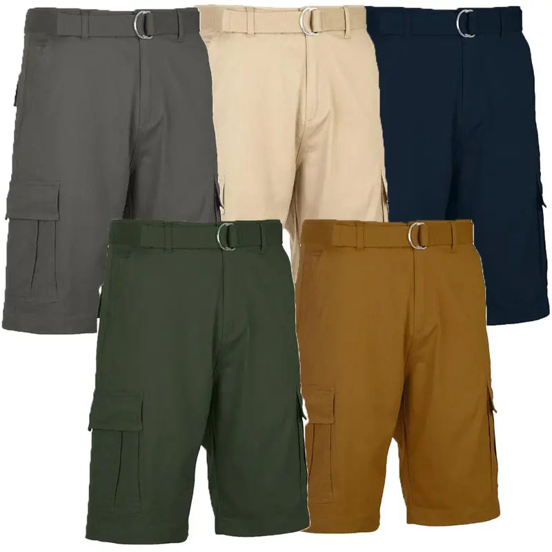 Five-Pack Belted Cargo Shorts in Assorted Colours