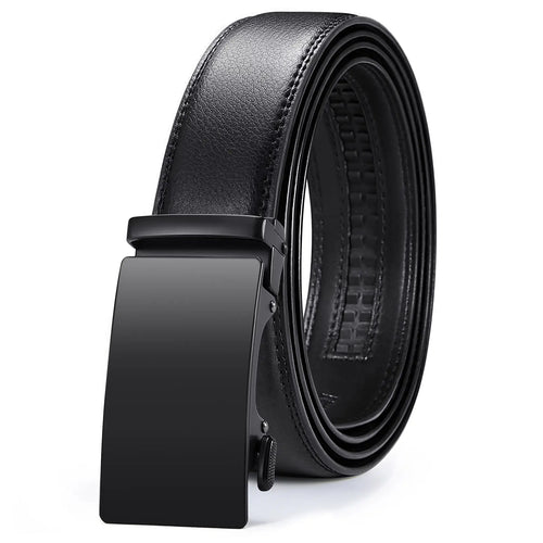 Black Leather Belt with Slide Buckle