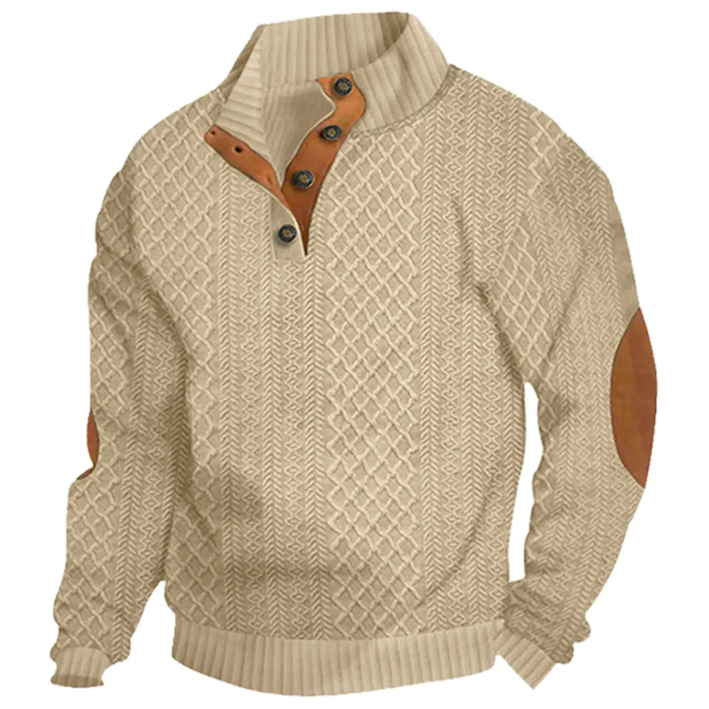 Light Blue Textured Knit Henley Pullover