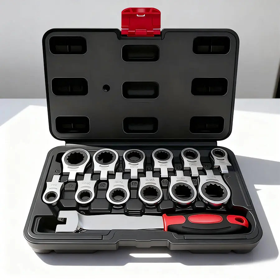 Twelve-Piece Ratchet Wrench Set in Case