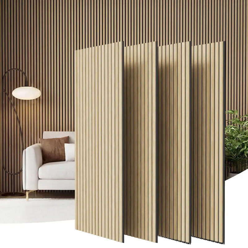 Wood Slat Acoustic Wall Panels in Warm Oak
