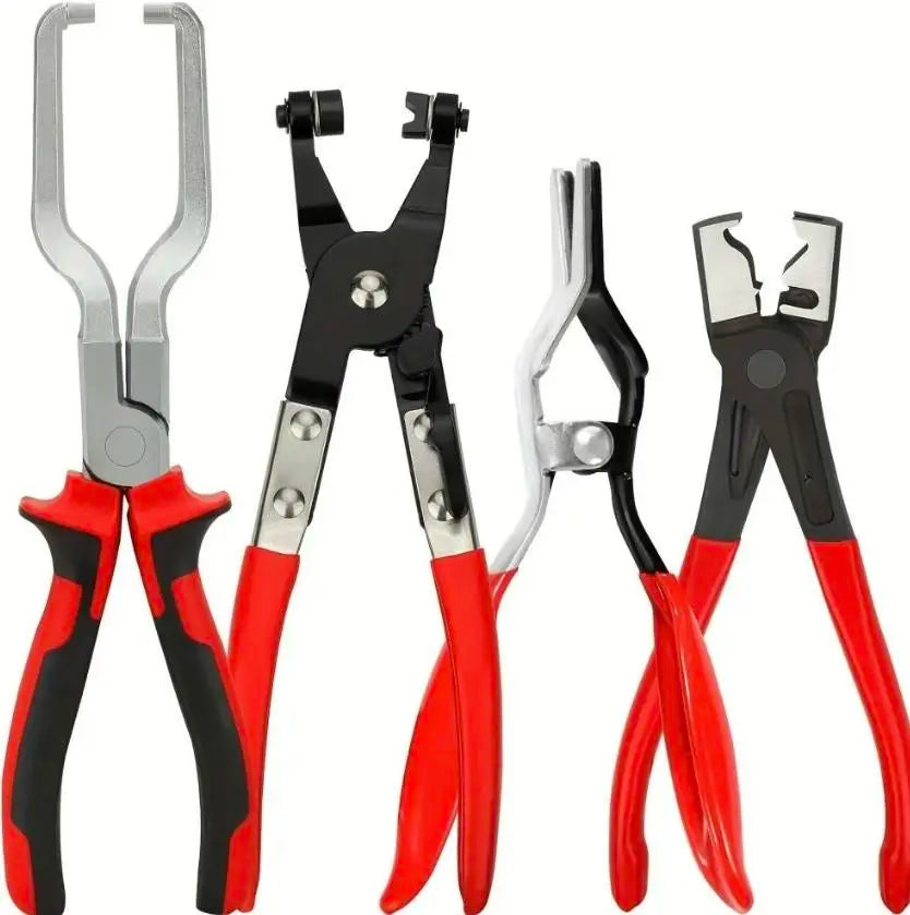 Four-Piece Red-Handled Hose Clamp Pliers Set