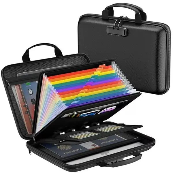 Black Hard Case With Colourful Accordion File