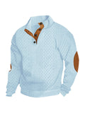 Light Blue Textured Knit Henley Pullover