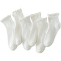 White Ribbed Ankle Socks with Ruffled Cuffs