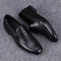 Black Leather Penny Loafers with Low Heel