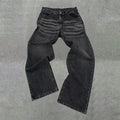 Faded Black Wide-Leg Baggy Denim Jeans