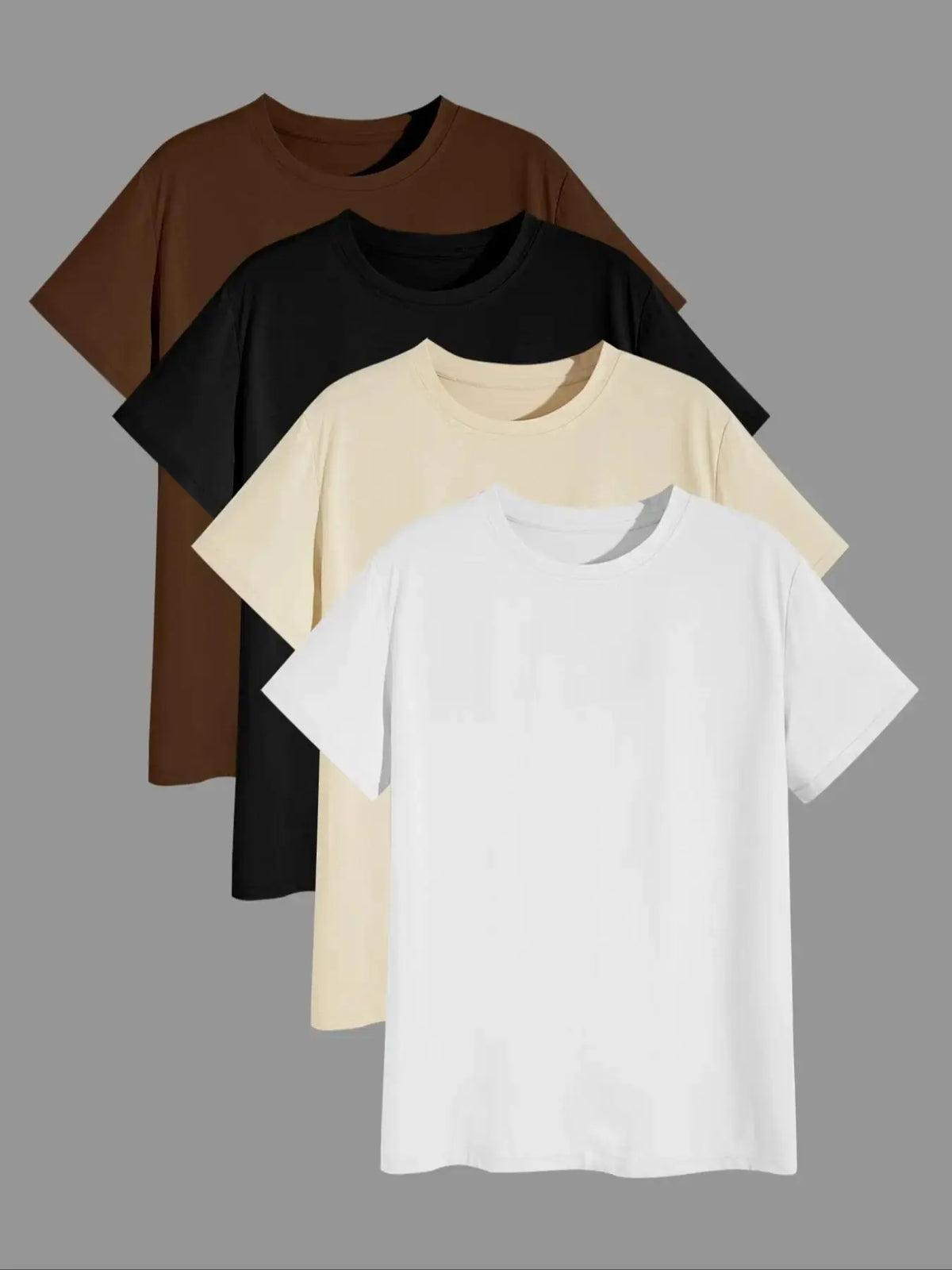 Four-Pack Short Sleeve Crew Neck Cotton-Look Tees