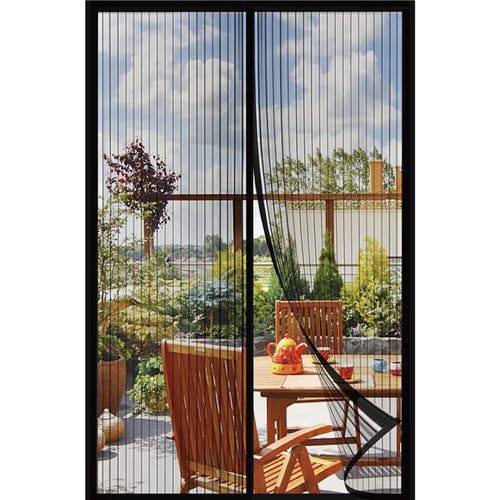 Black Mesh Magnetic Screen Door Curtain