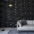 Black 3D Geometric Faceted Decorative Wall Panels