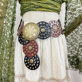 Faux Leather Disc Belt with Brass Studs