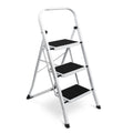 White Steel Three-Step Folding Stool Ladder