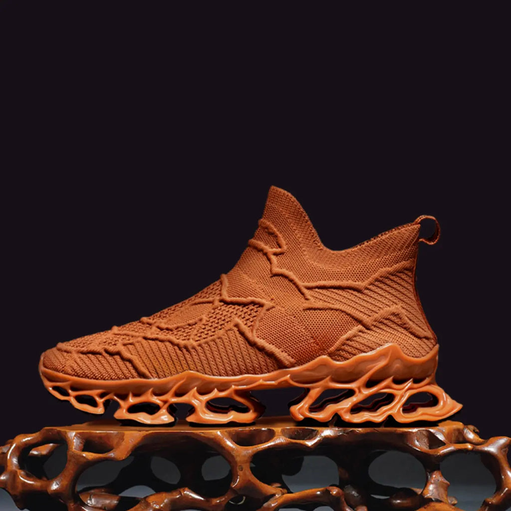 Bright Orange Knit Chunky Sole Sneakers