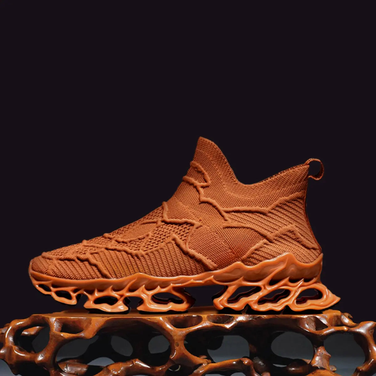 Bright Orange Knit Chunky Sole Sneakers