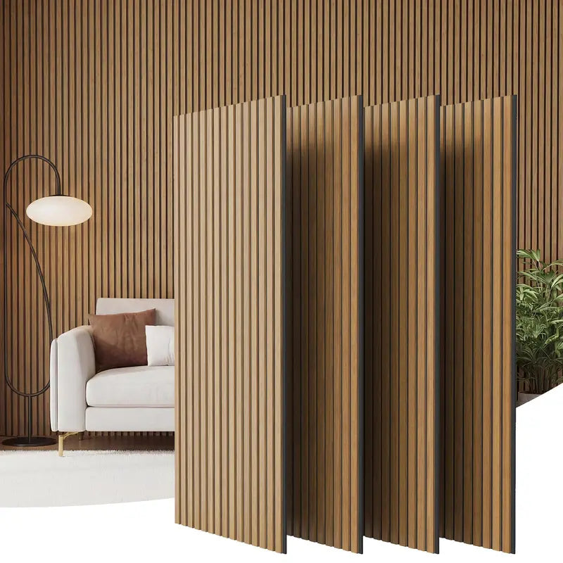 Wood Slat Acoustic Wall Panels in Warm Oak