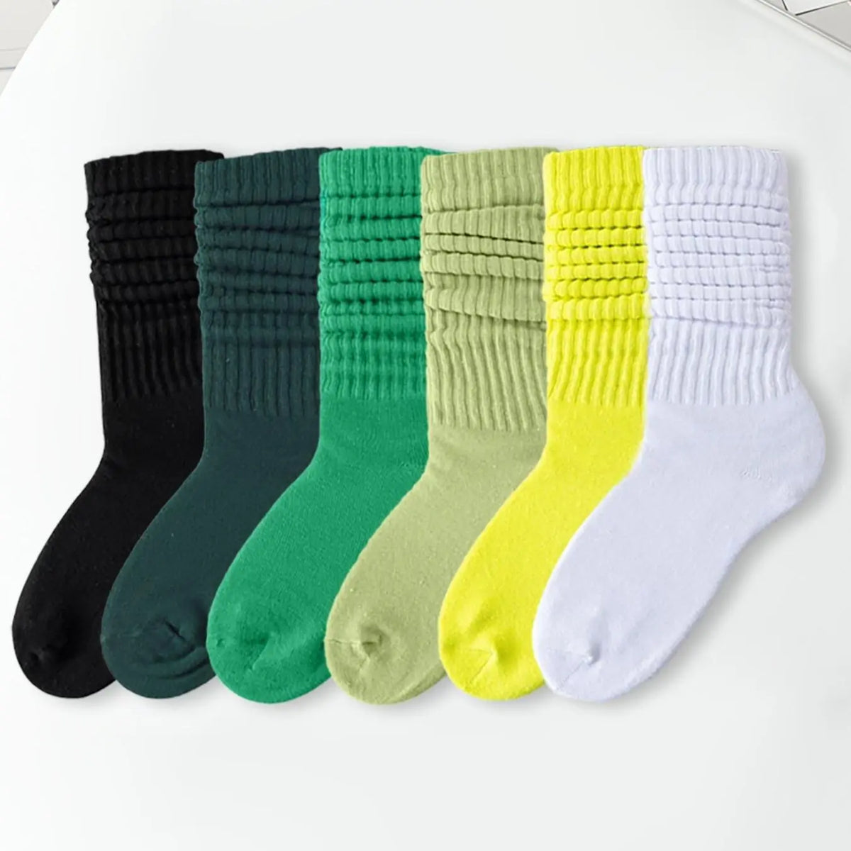 Slouch Crew Socks in Six Neutral Colours