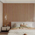 Wood-Look Slatted Wall Panels in Warm Brown