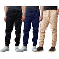 Three Pack Cargo Jogger Pants in Black, Navy, Khaki
