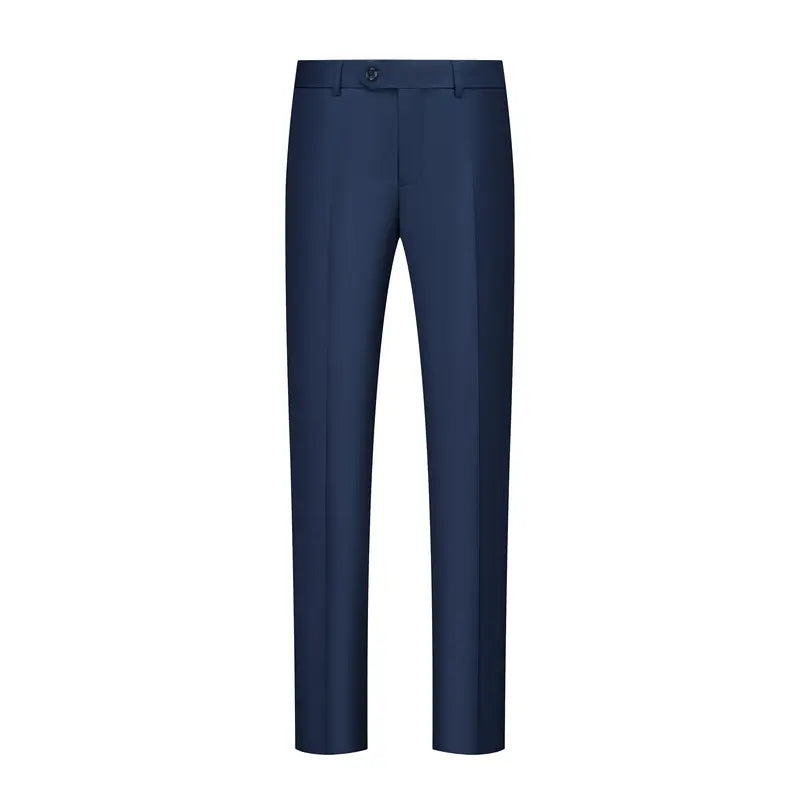 Navy Three-Piece Suit with Embellished Shawl Lapel
