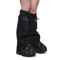 Black Distressed Leg Warmers with Buckle Straps