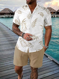 Men's Leaf Print Shirt and Shorts Set