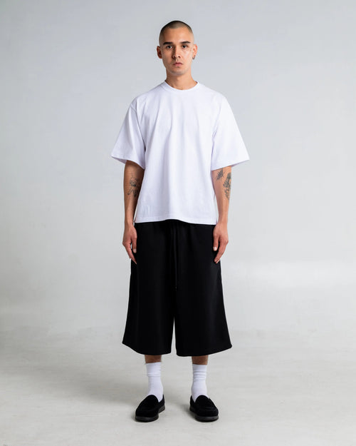Black Drawstring Knee-Length Baggy Shorts