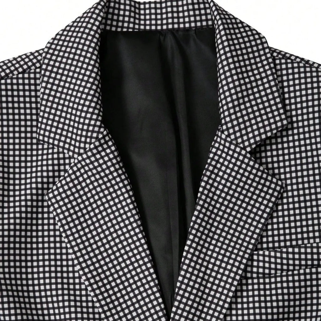 Houndstooth Short Sleeve Blazer and Shorts Set